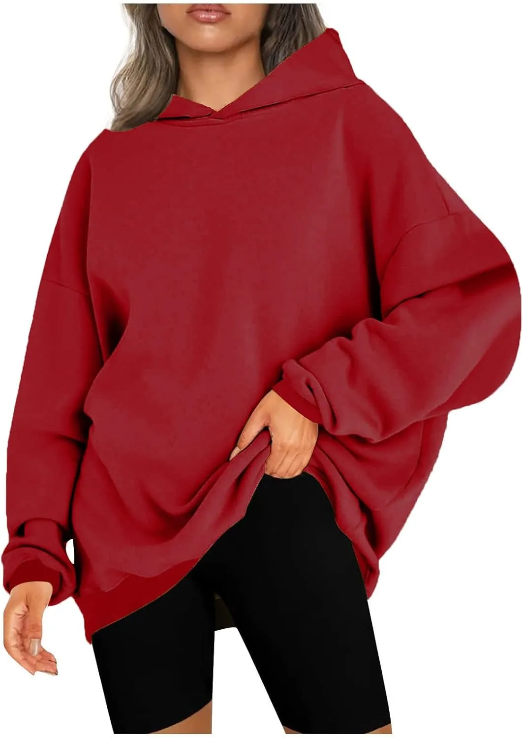 Womens Oversized Hoodies Sweatshirt Solid Color Pullover Fall Winter Outfits Casual Long Sleeve Tops