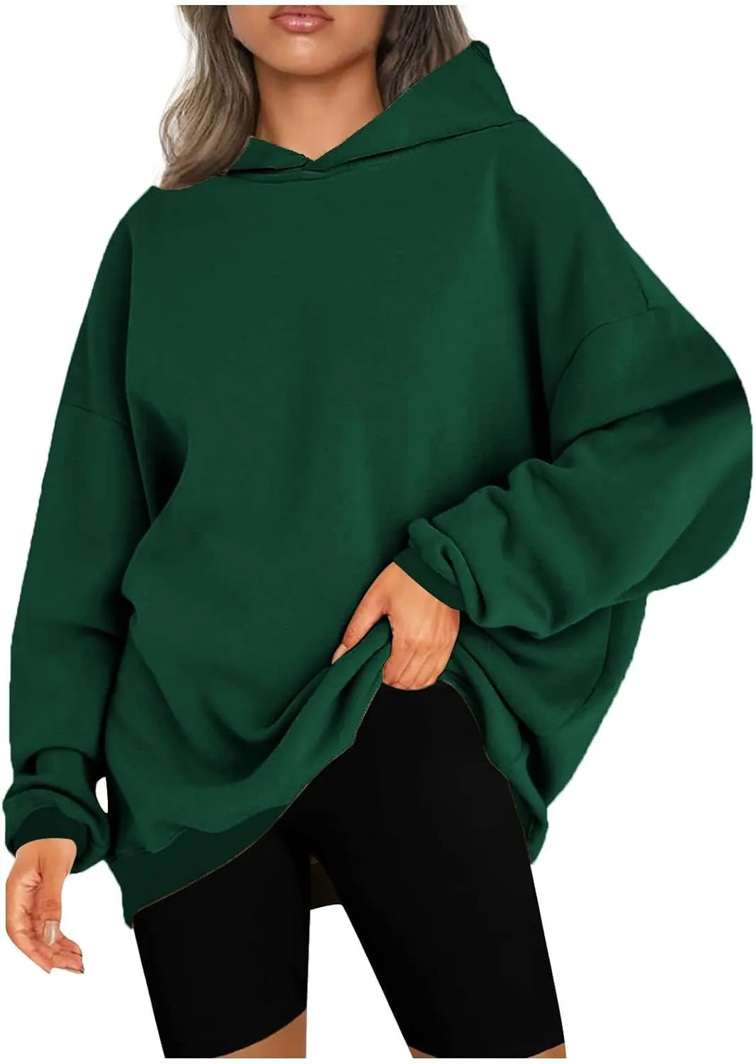 Womens Oversized Hoodies Sweatshirt Solid Color Pullover Fall Winter Outfits Casual Long Sleeve Tops