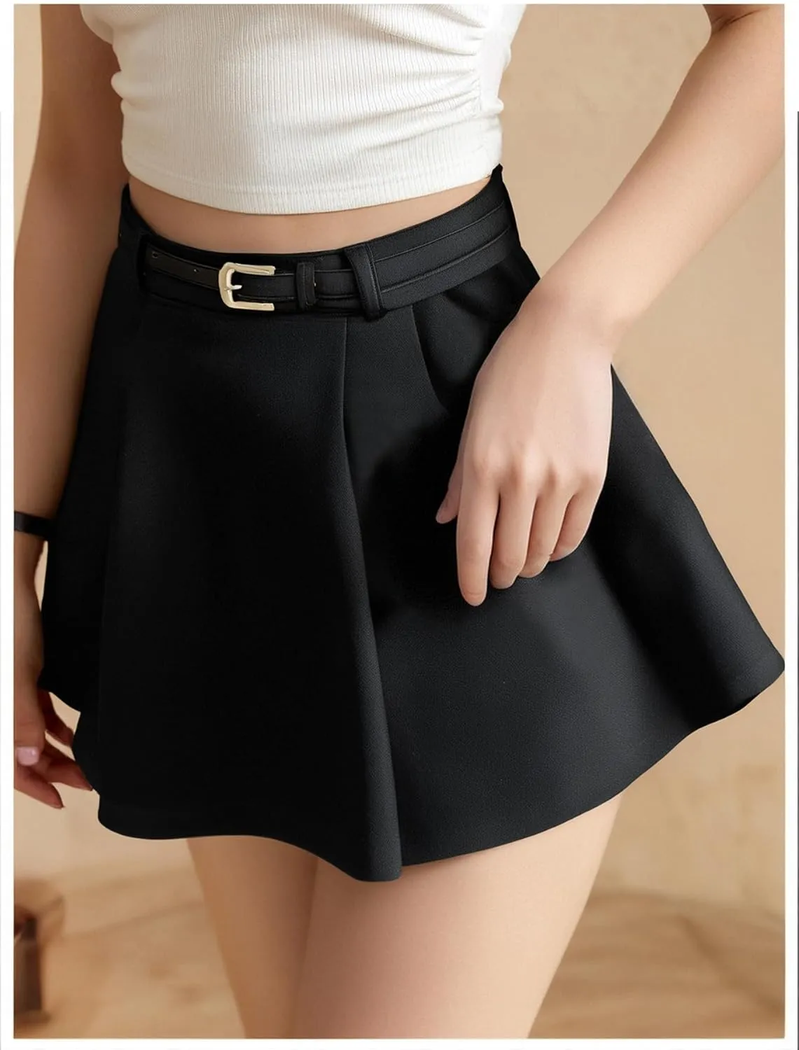 Women's Pleated Mini Skirt High Waisted Flared A Line Y2k Going Out Skort