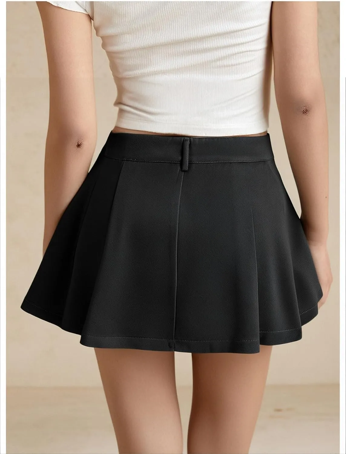 Women's Pleated Mini Skirt High Waisted Flared A Line Y2k Going Out Skort