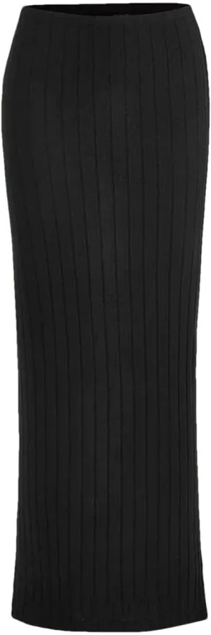 Women's Ribbed Knit Pencil Skirt High Waist Autumn Spring Slim Fit Long Length Solid Color Casual Streetwear Skirt
