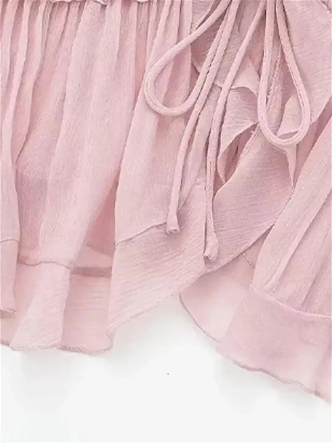 Women's Ruffle Front Tie Semi-Sheer Tank Top with Women's Camisole