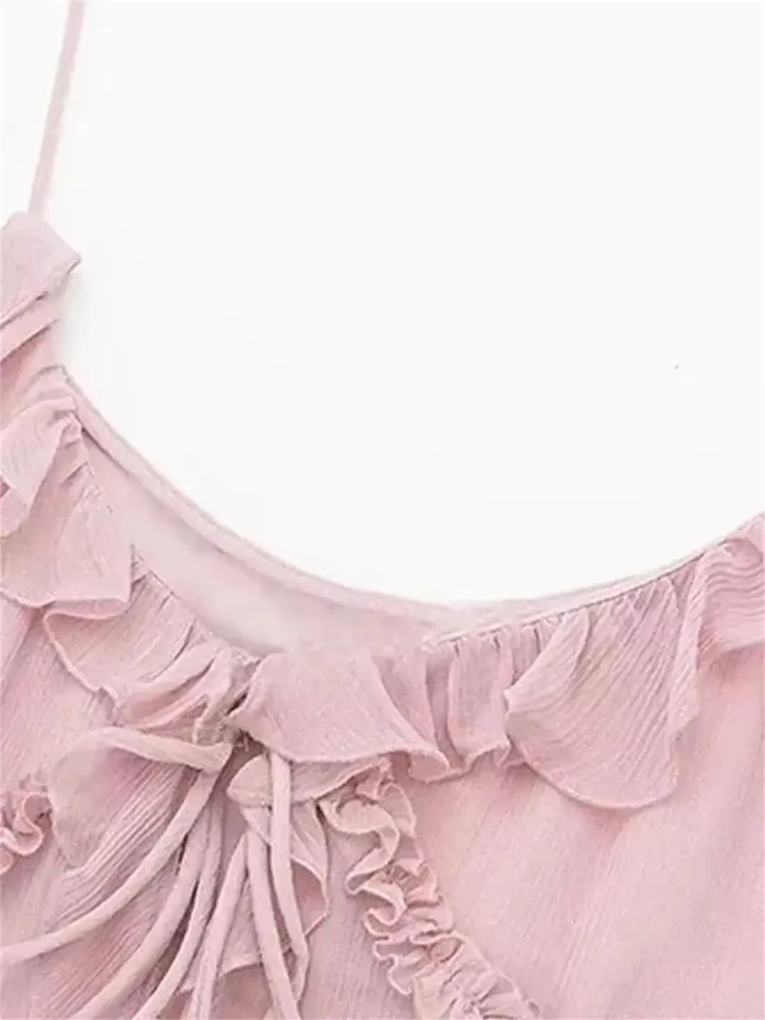 Women's Ruffle Front Tie Semi-Sheer Tank Top with Women's Camisole