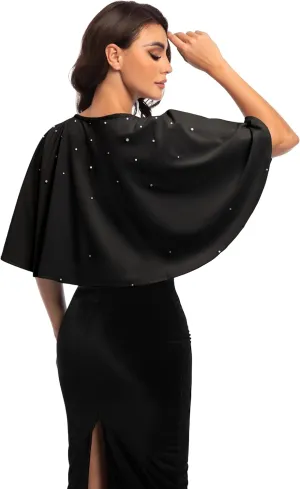 Women's Soft plush Shawl Wraps Shrug stunning pearls for Evening Dress Wedding Cape Cover Up 1920s White Shawl