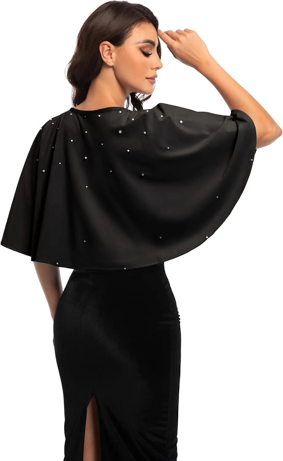 Women's Soft plush Shawl Wraps Shrug stunning pearls for Evening Dress Wedding Cape Cover Up 1920s White Shawl