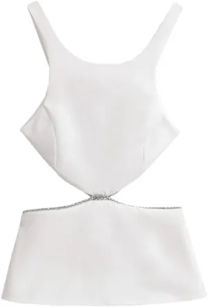 Women's Solid Color Casual Round Neck Hollow Rhinestone Stitching Slim Fit Camisole