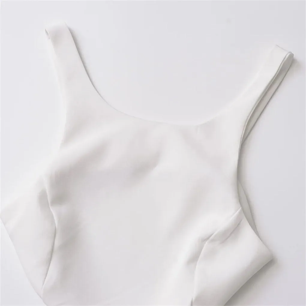 Women's Solid Color Casual Round Neck Hollow Rhinestone Stitching Slim Fit Camisole