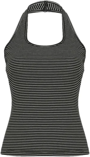 Women's Solid Color Casual Round Neck Slim Fit Striped Loose Camisole