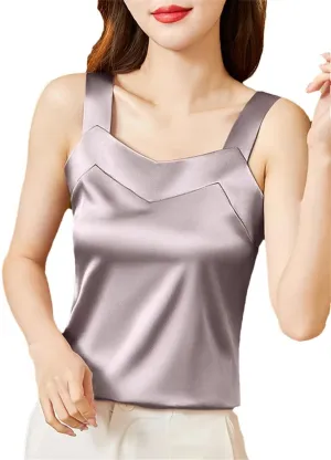 Women's Solid Color Casual Satin Simple Sleeveless Plus Size Cami Camisole