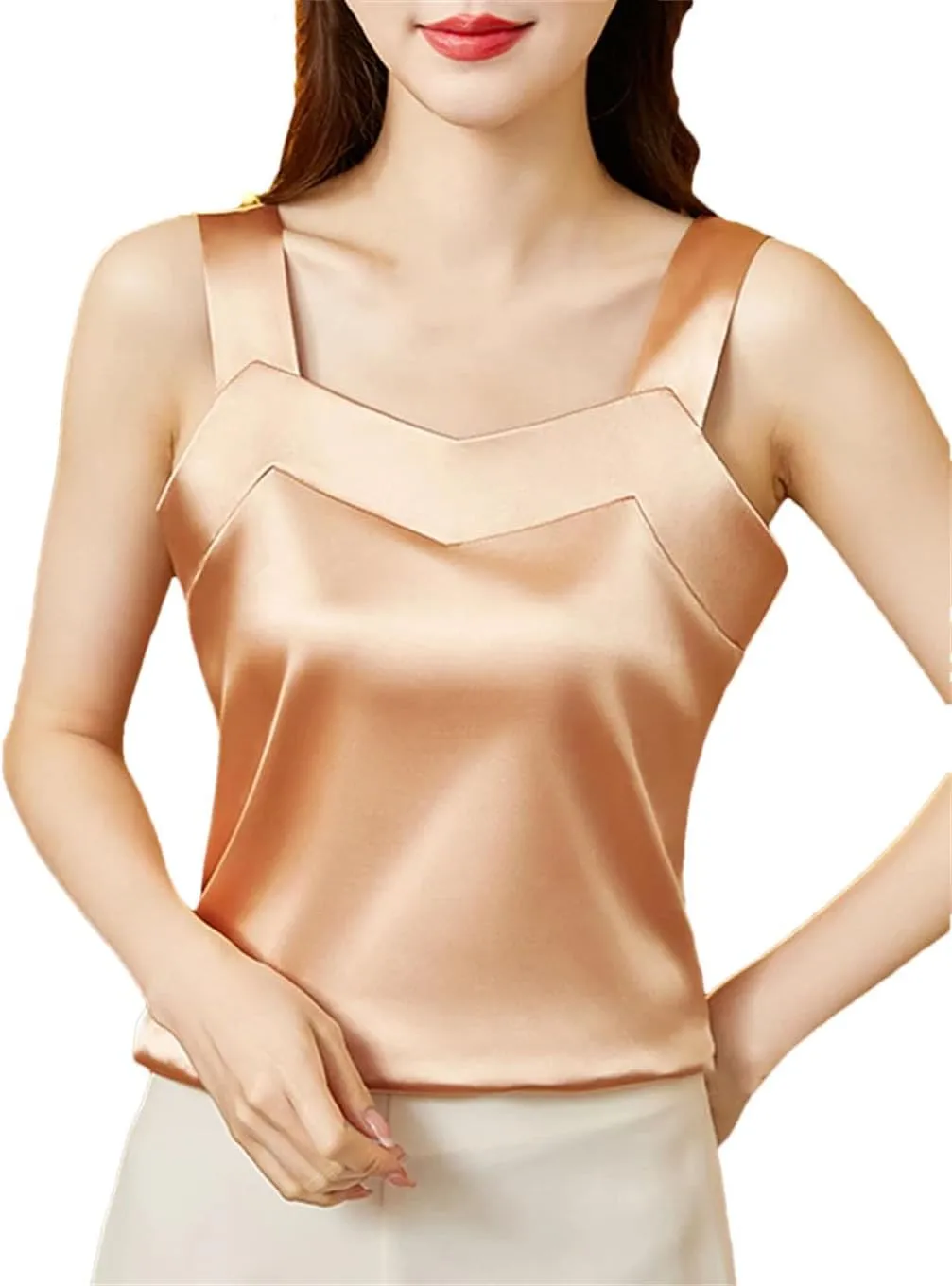 Women's Solid Color Casual Satin Simple Sleeveless Plus Size Cami Camisole