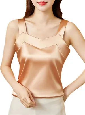 Women's Solid Color Casual Satin Simple Sleeveless Plus Size Cami Camisole