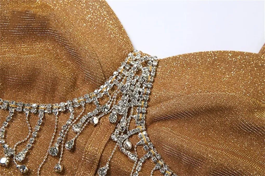 Women's Solid Color Casual Shiny Rhinestone Tassel Stitching Mini Party Camisole