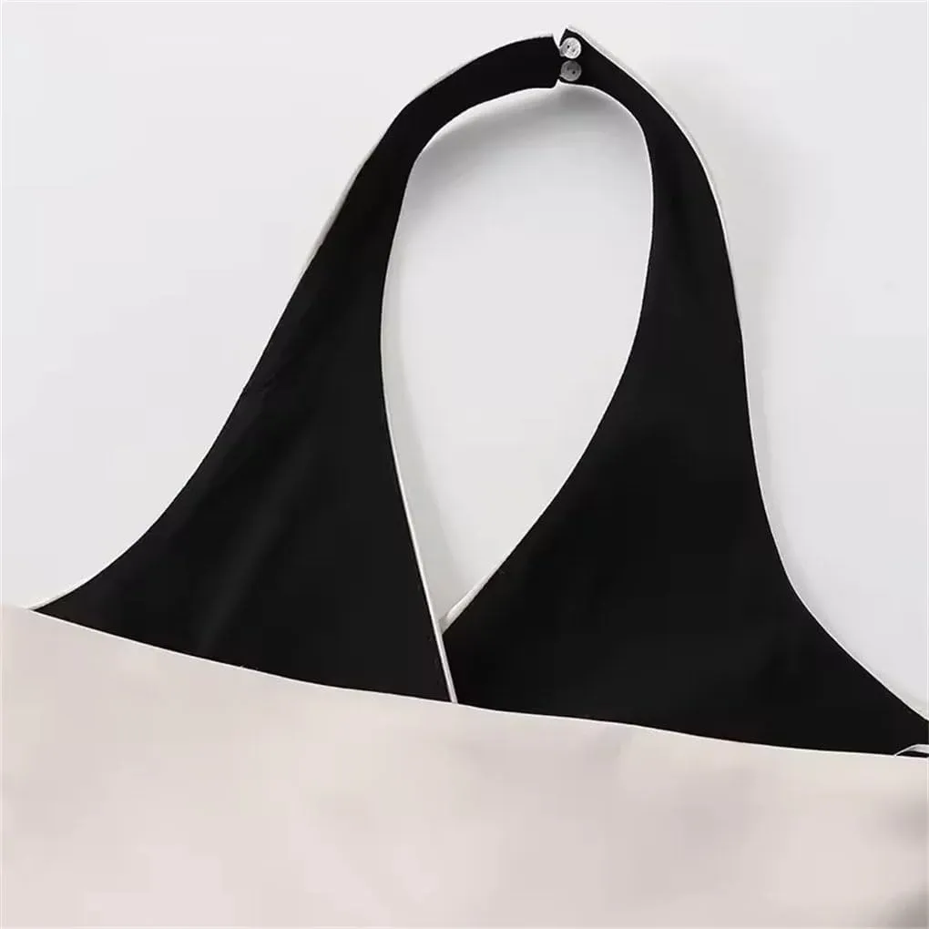 Women's Solid Color Casual V-Neck Bowknot Stitching Hollow Commuting Camisole