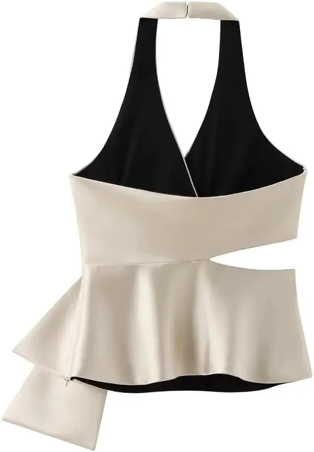 Women's Solid Color Casual V-Neck Bowknot Stitching Hollow Commuting Camisole