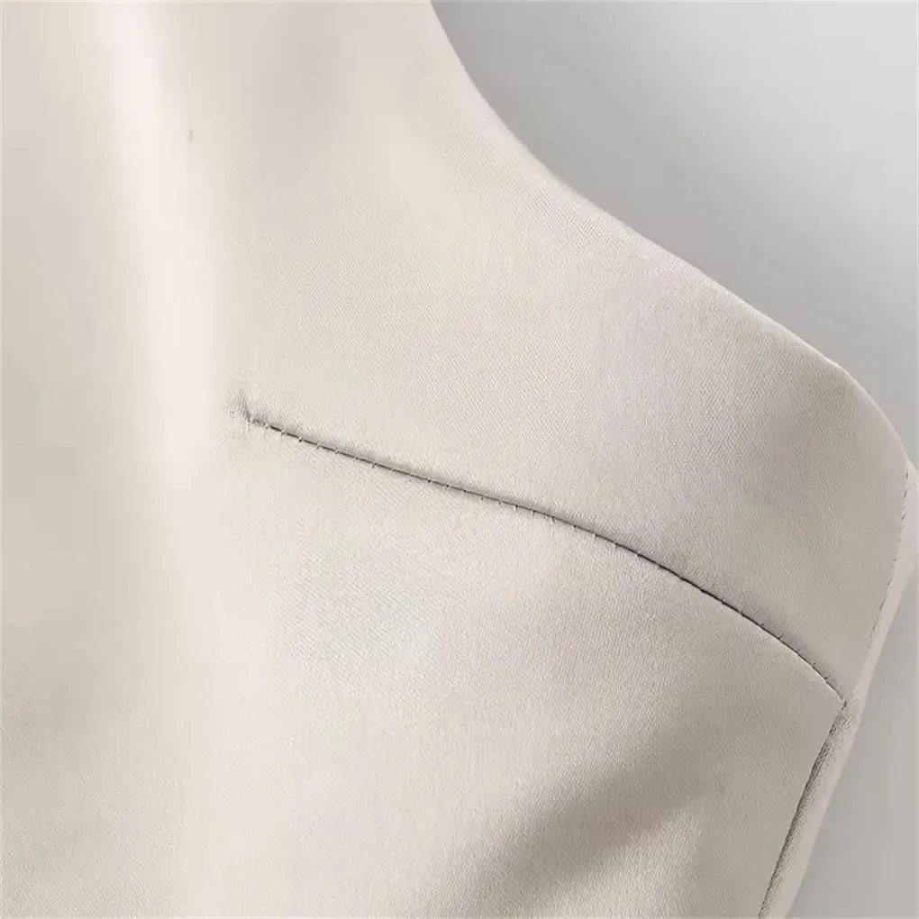 Women's Solid Color Casual V-Neck Bowknot Stitching Hollow Commuting Camisole
