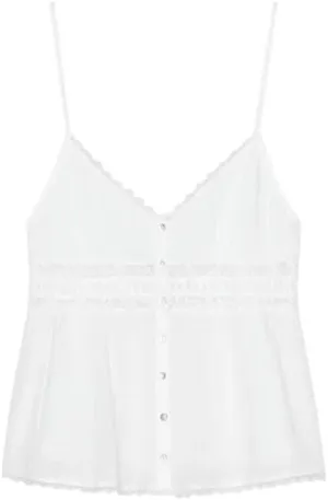 Women's Solid Color Casual V-Neck Lace Stitching Hollow Camisole Top