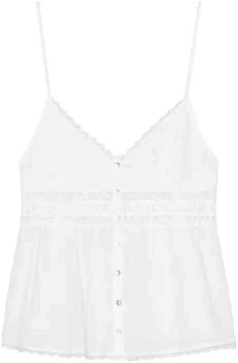 Women's Solid Color Casual V-Neck Lace Stitching Hollow Camisole Top