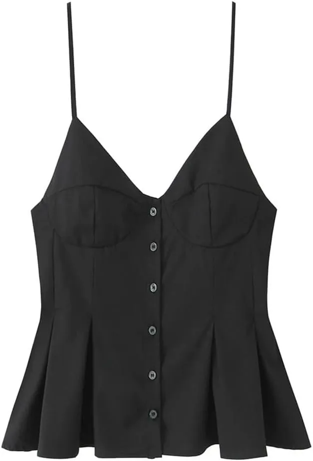 Women's Spaghetti Strap Tank Top Solid Color Spring Summer Casual Cropped Camisoles