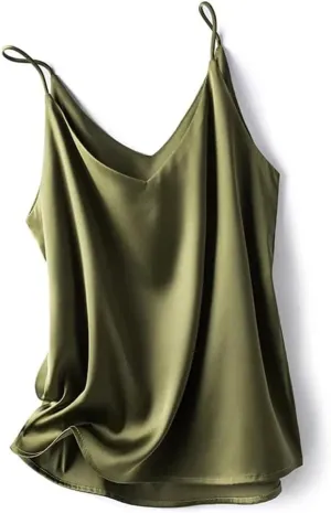 Women's Spring Summer Silk Camisole Satin Tank Top