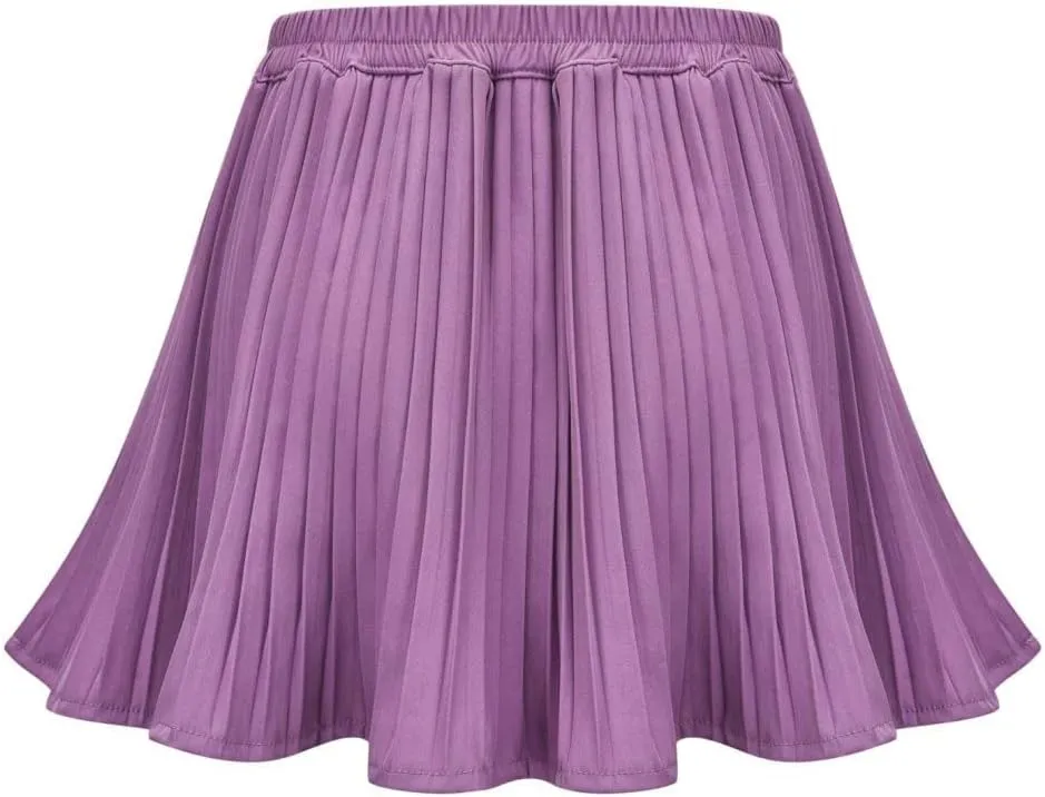 Women's Summer Empire Waist Ruffle Tiered Pleated Mini Skirt Solid Color A Line Beach Cute Midi Skirt Size 2