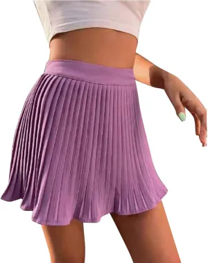 Women's Summer Empire Waist Ruffle Tiered Pleated Mini Skirt Solid Color A Line Beach Cute Midi Skirt Size 2