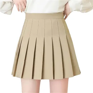 Women's Summer Fashion A-Line Mini Skirts Solid Color Casual Pleated Skirts Holiday Beach Skirt