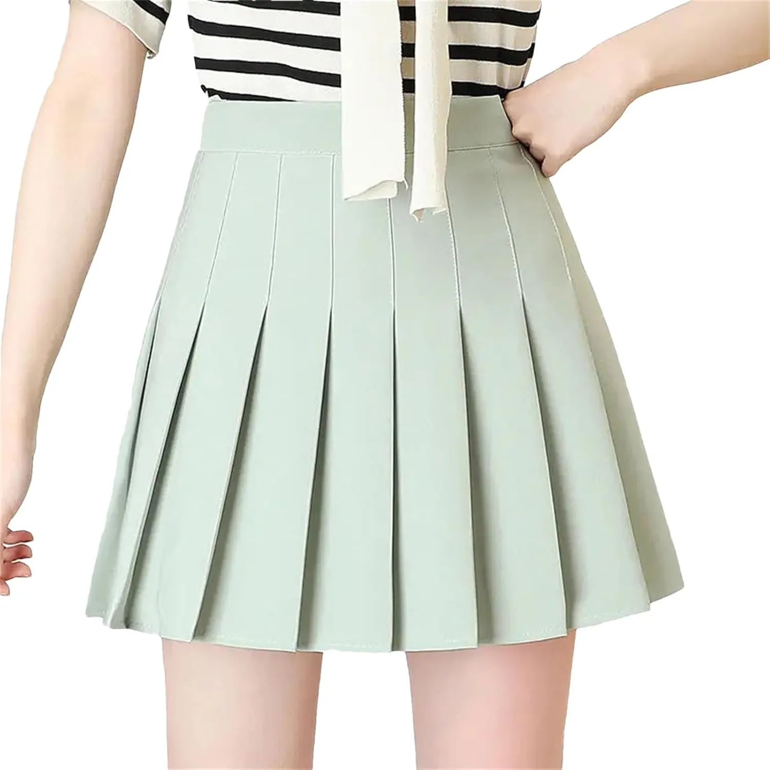 Women's Summer Fashion A-Line Mini Skirts Solid Color Casual Pleated Skirts Holiday Beach Skirt