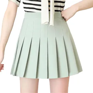 Women's Summer Fashion A-Line Mini Skirts Solid Color Casual Pleated Skirts Holiday Beach Skirt