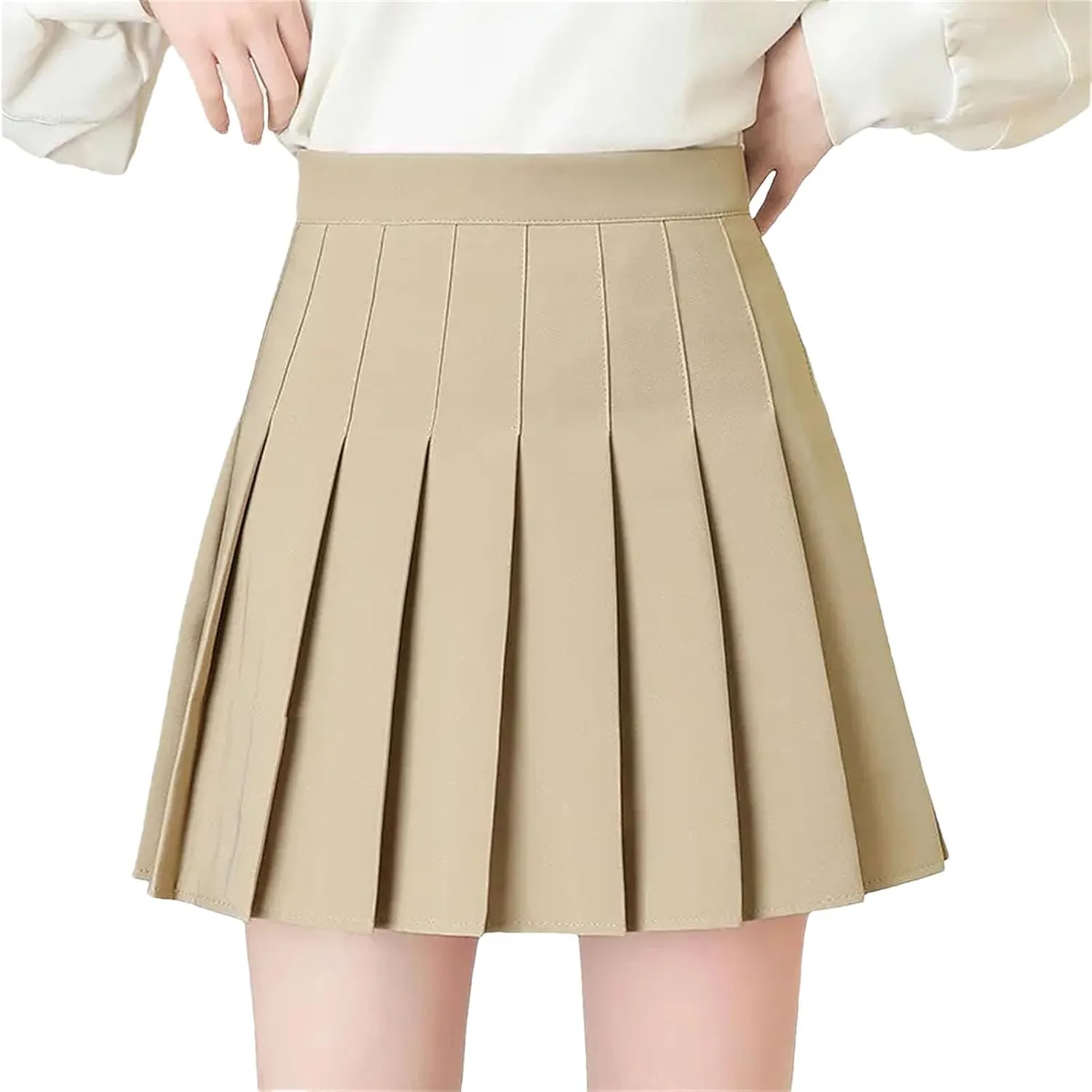 Women's Summer Fashion A-Line Mini Skirts Solid Color Casual Pleated Skirts Holiday Beach Skirt