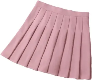 Women's Summer Pleated Skirt Elastic High Waist Mini Workout Skirt
