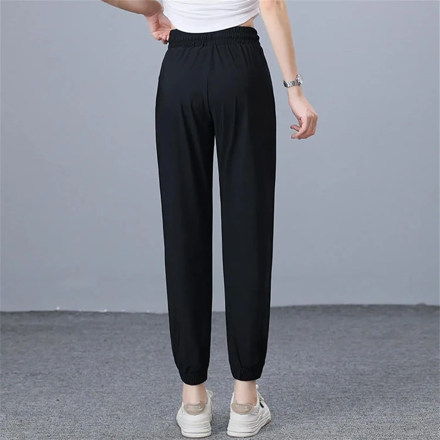 Women's Thin Summer Lightweight Nine-Point Pants Solid Color Casual Sports Harem Pants