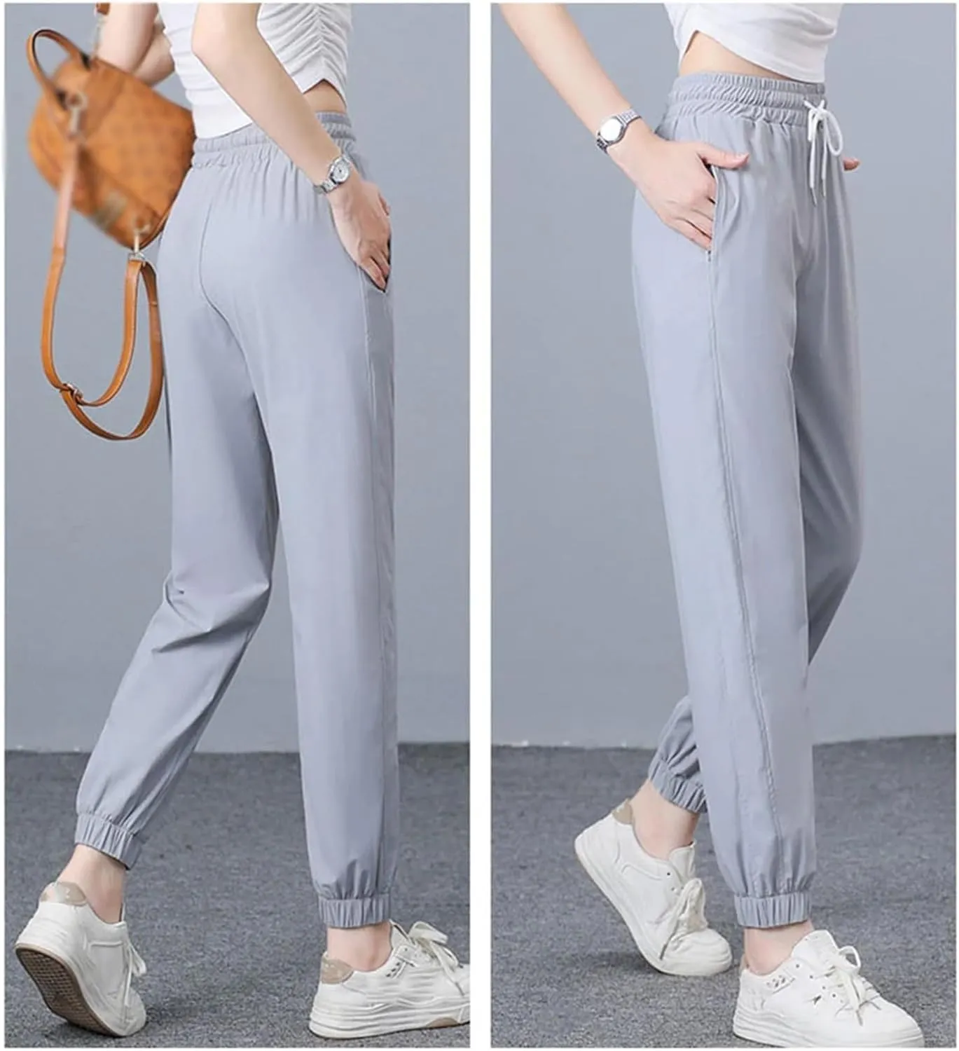 Women's Thin Summer Lightweight Nine-Point Pants Solid Color Casual Sports Harem Pants