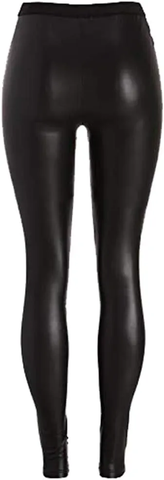 Women's Victorian Style Macbeth Faux Leather Look Leggings with Lace