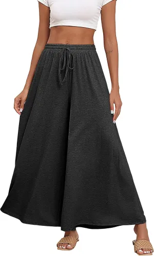 Women's Wide Leg Lounge Pants Loose High Waisted Flowy Palazzo Pants Comfy Pj Bottoms Summer Casual Beach Trousers