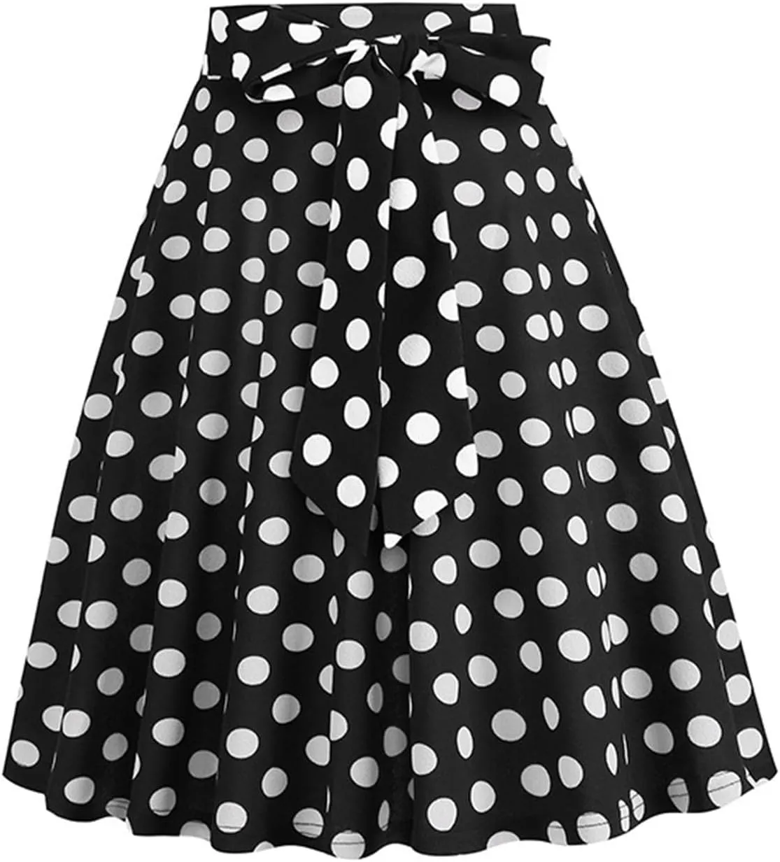 Women's Y2K Skirts Drawstring Stretch Waisted Skirt Basic Versatile Stretchy Polka Dot Skater Skirt 2025 New