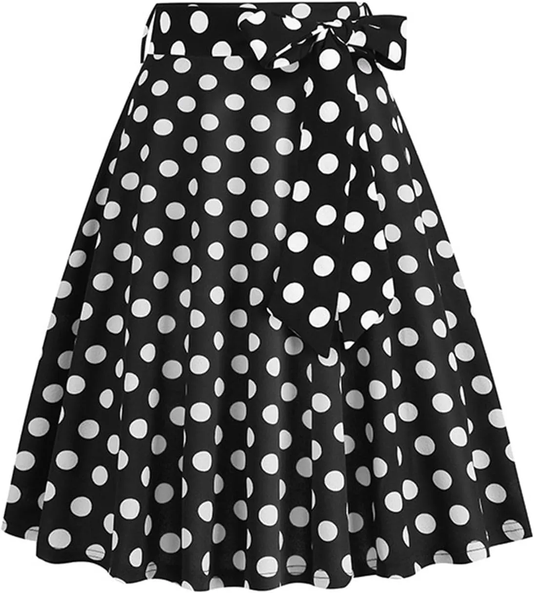 Women's Y2K Skirts Drawstring Stretch Waisted Skirt Basic Versatile Stretchy Polka Dot Skater Skirt 2025 New