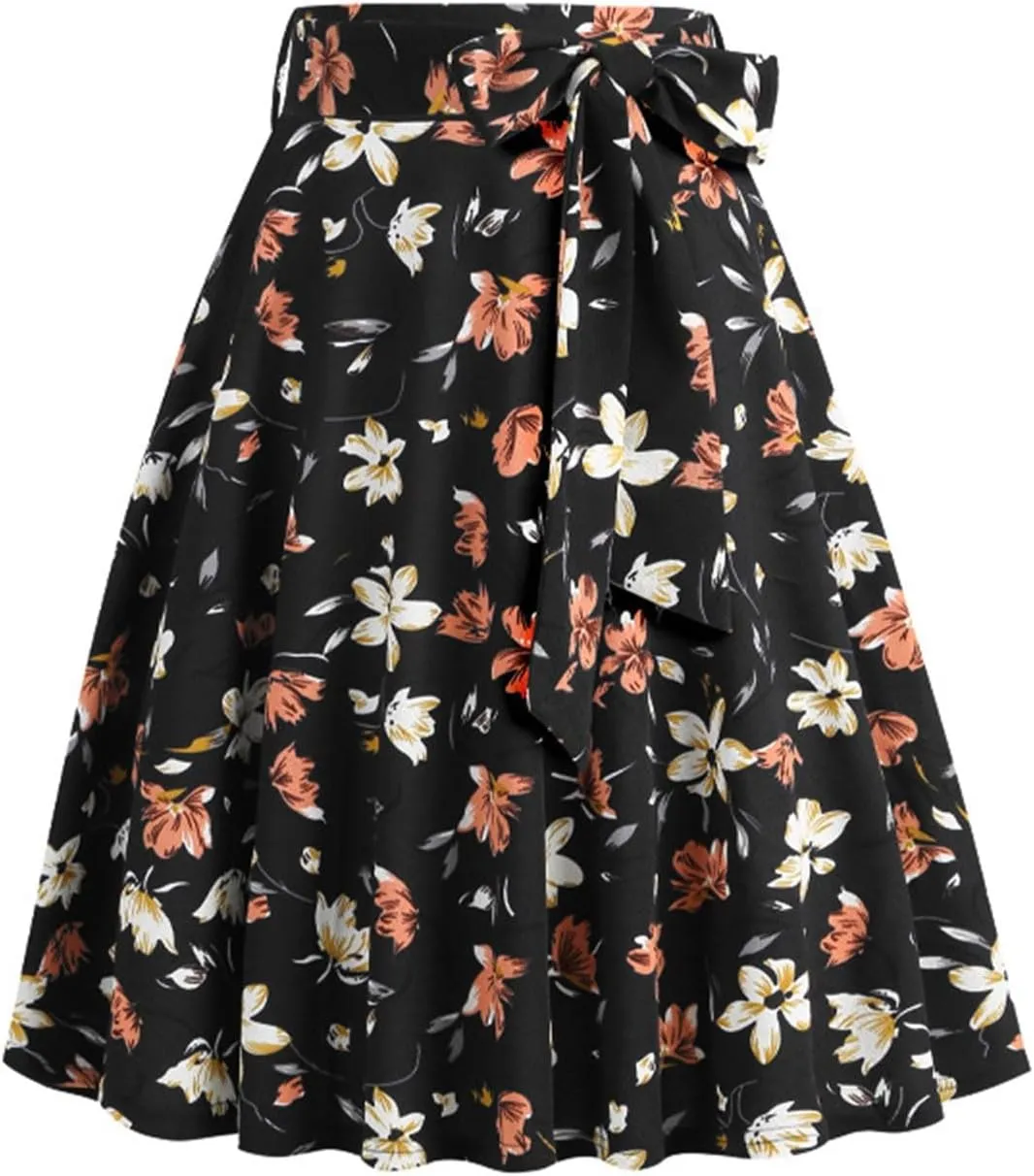Women's Y2K Skirts Drawstring Stretch Waisted Skirt Basic Versatile Stretchy Polka Dot Skater Skirt 2025 New