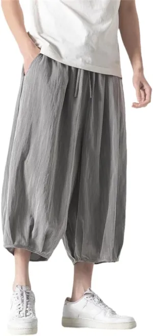 Xingfenly Men' Harem Pants Outdoor Sports Shorts Wide Leg Casual Korean Version of Jogging Street Trend