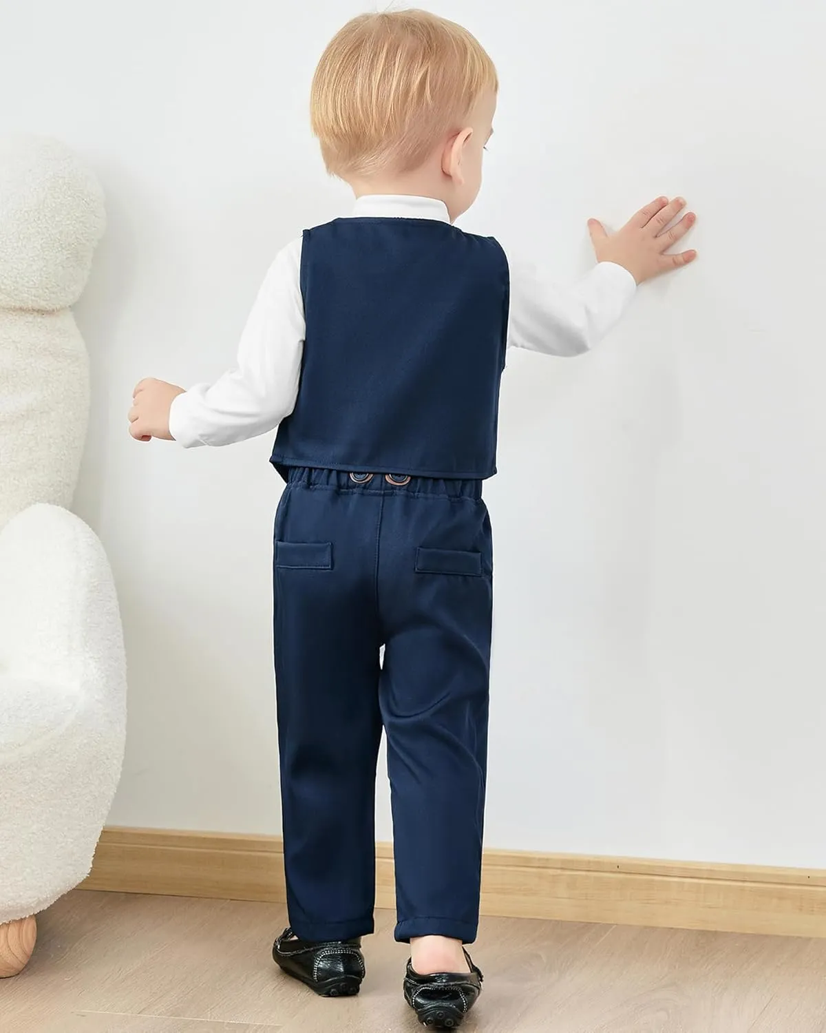 YUEMION Baby Boy Clothes Wedding Outfit Suits, 0-18 Months Infant Boy Gentleman Set, Dress Shirt Vest Suspender Pants Bowtie
